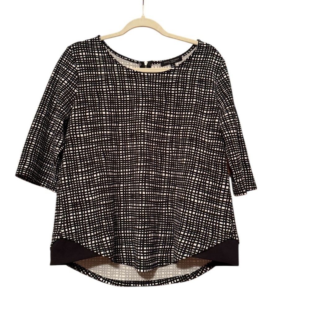 Green Envelope Black and White Patterned Blouse
